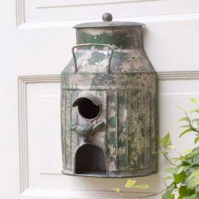 Rustic Milk Can Birdhouse - Handcrafted Outdoor Birdhouse For Garden Decor