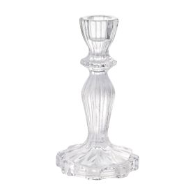 6' Decorative Clear Glass Taper Candle Holder, Small