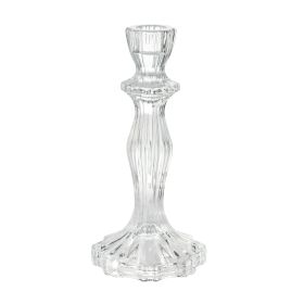 8' Decorative Clear Glass Taper Candle Holder, Large