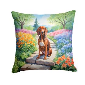 Redbone Coonhound Spring Path Throw Pillow Machine Washable, Indoor Outdoor Decorative Pillow for Couch, Bed or Patio, 18Hx18W