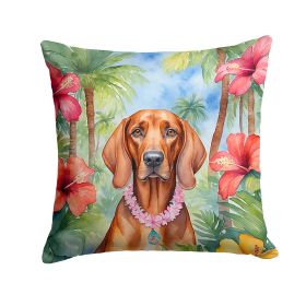 Redbone Coonhound Luau Throw Pillow Machine Washable, Indoor Outdoor Decorative Pillow for Couch, Bed or Patio, 18Hx18W