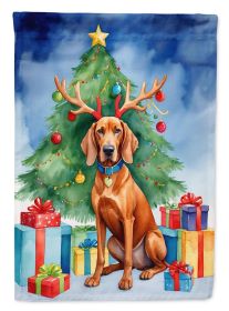 Redbone Coonhound Christmas Reindeer House Flag Large Porch Sleeve Pole Decorative Outside Yard Banner Artwork Wall Hanging, Polyester, House Siz
