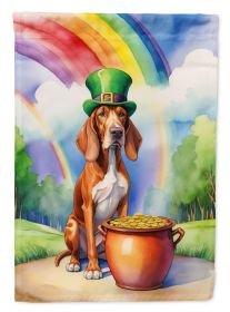 Red Redbone Coonhound St Patrick's Day House Flag Large Porch Sleeve Pole Decorative Outside Yard Banner Artwork Wall Hanging, Polyester, House S