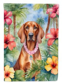 Redbone Coonhound Luau House Flag Large Porch Sleeve Pole Decorative Outside Yard Banner Artwork Wall Hanging, Polyester, House Size, Multicolor