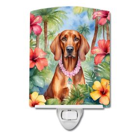 NEW Redbone Coonhound Luau Ceramic Night Light Compact, UL-Certified, Ideal for Bedroom, Bathroom, Nursery, Hallway, Kitchen, 6x4x3, Multicolor