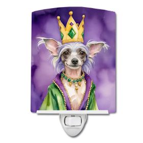 NEW Chinese Crested King of Mardi Gras Ceramic Night Light Compact, UL-Certified, Ideal for Bedroom, Bathroom, Nursery, Hallway, Kitchen, 6x4x3