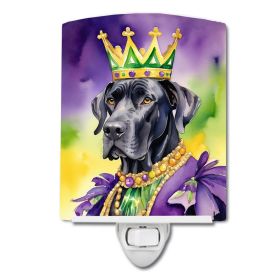 NEW Great Dane King of Mardi Gras Ceramic Night Light Compact, UL-Certified, Ideal for Bedroom, Bathroom, Nursery, Hallway, Kitchen, 6x4x3, Multi