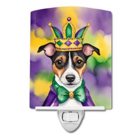 NEW Jack Russell Terrier King of Mardi Gras Ceramic Night Light Compact, UL-Certified, Ideal for Bedroom, Bathroom, Nursery, Hallway, Kitchen, 6x