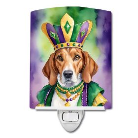 NEW English Foxhound King of Mardi Gras Ceramic Night Light Compact, UL-Certified, Ideal for Bedroom, Bathroom, Nursery, Hallway, Kitchen, 6x4x3
