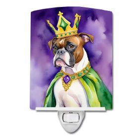 NEW Boxer King of Mardi Gras Ceramic Night Light Compact, UL-Certified, Ideal for Bedroom, Bathroom, Nursery, Hallway, Kitchen, 6x4x3, Multicolor