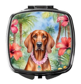 Redbone Coonhound Luau Compact Mirror Decorative Travel Makeup Mirror for Women Girls Gifts Pocket Makeup Mirror Folding Handheld