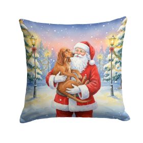 Redbone Coonhound with Santa Claus Throw Pillow Decorative Indoor Outdoor Accent Cushion for Couch, Bed or Patio, 18Hx18W