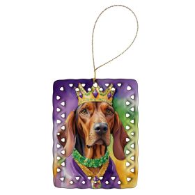 Redbone Coonhound King of Mardi Gras Porcelain Ornament Christmas Tree Hanging Decorations for Home Christmas Holiday, Rectangle, Gift, Multicolo (Default: Default)