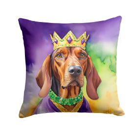 Redbone Coonhound King of Mardi Gras Throw Pillow Machine Washable, Indoor Outdoor Decorative Pillow for Couch, Bed or Patio, 18Hx18W (Default: Default)